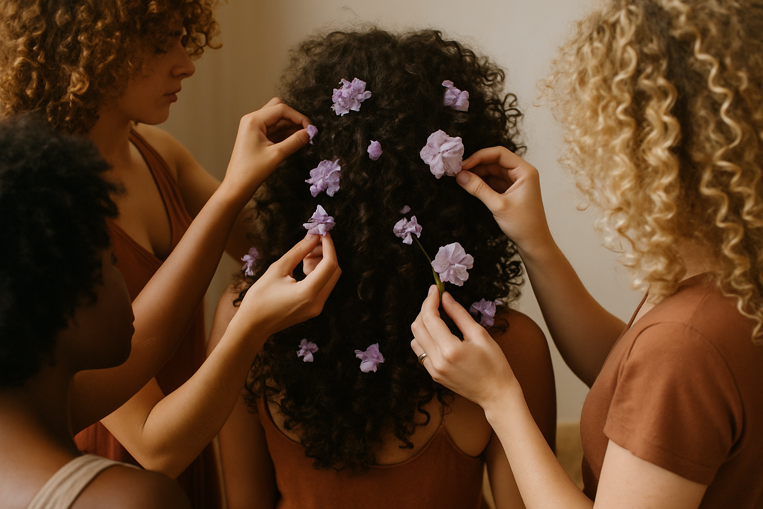 lets see alittle less of their faces and make the flowers more of a lighter purple